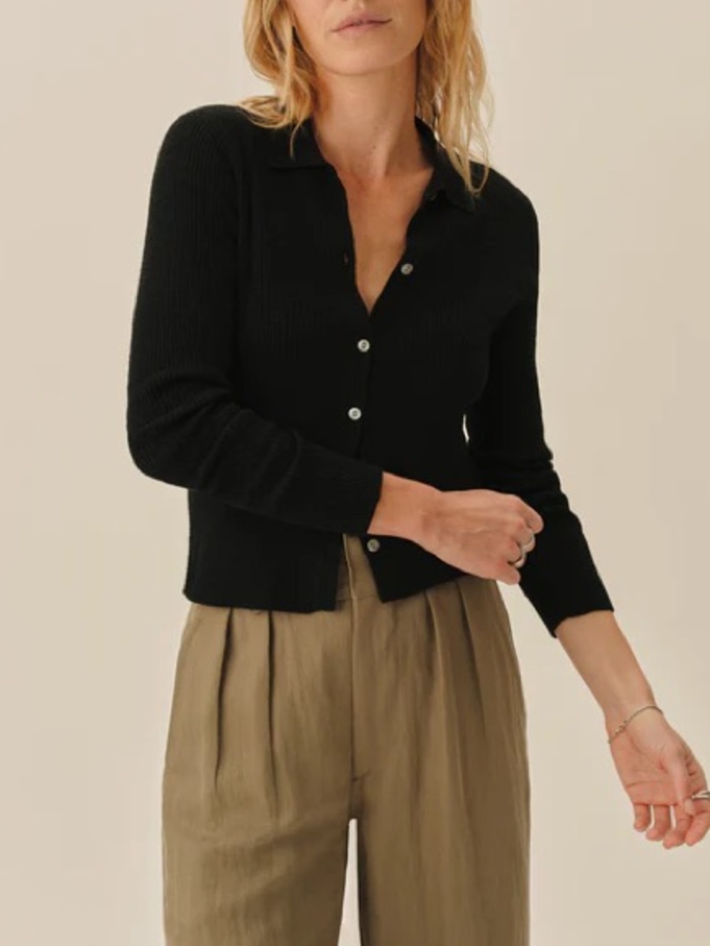 Buck Mason Coastal Linen Rib Collared Cardigan in Black 🖤